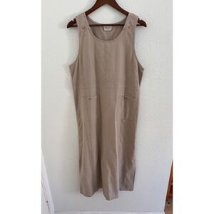 Vintage 90's Erika Collection Jumper Dress Women's Large Khaki Embroidered